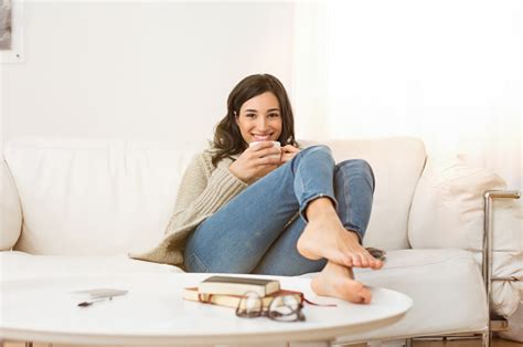Woman Relaxing At Home Stock Photo And More Pictures Of 18 19 Years Istock