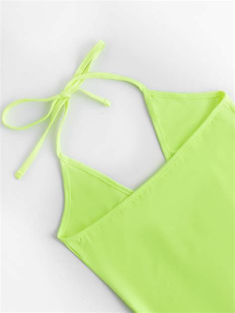 Bikinx Neon Lime Chain Cutout Front Bodycon Dress Shein Usa