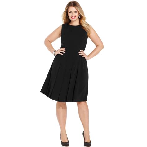 Lyst Jones New York Collection Plus Size Sleeveless Pleated Aline Dress In Black