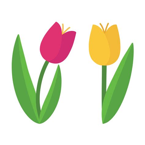 Set Of Colored Vector Tulips Illustration Of A Cute Cartoon Pink And