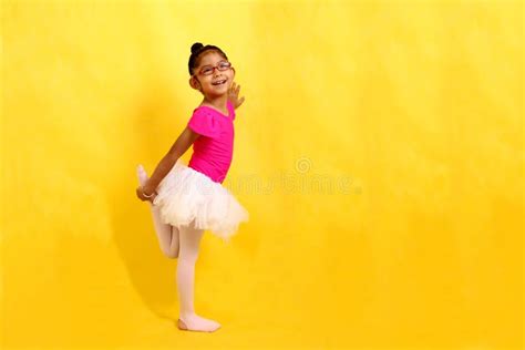 4 Year Old Brunette Latina Girl Practices Ballet In Her Summer Class