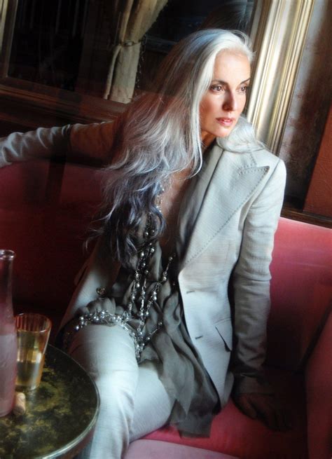 Yasmina Rossi Gorgeous Gray Hair Long Silver Hair Silver Haired