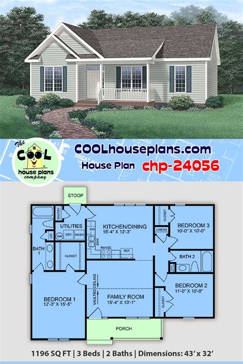 This Three Bed 2 Bath Small House Plan Is A Great Starter Home For A