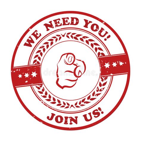 We Need You Join Us Red Grunge Sticker Stock Photo Image Of