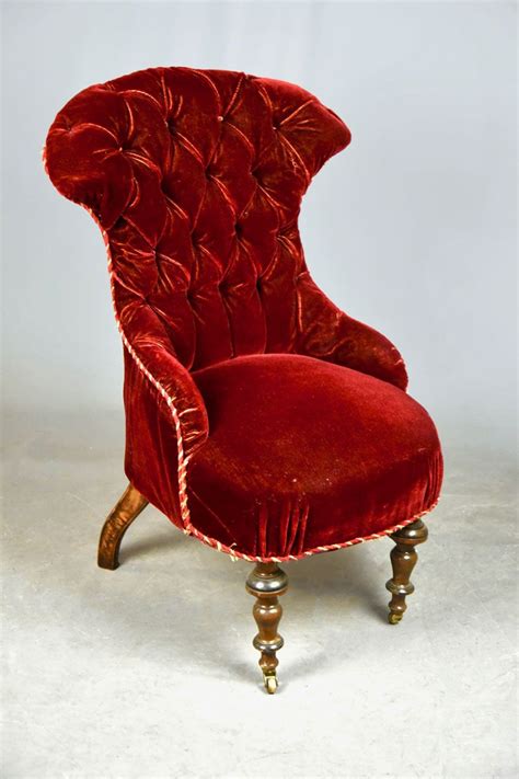 Victorian Red Velvet Upholstered Ladies Chair The Classic Prop Hire Company