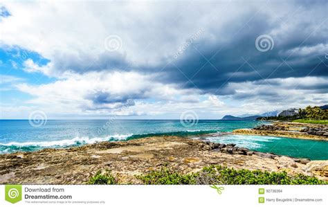 Tropical Landscape And Ocean View At The Ko Olina Lagoons Stock Photo