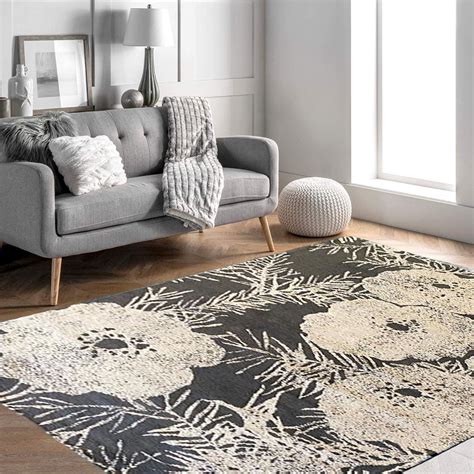 New Season Sample Rug Designer 140x200 Charcoalwhite Floral Louis De