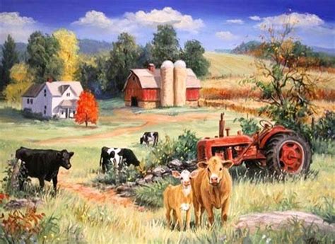 3 640×466 Farm Scene Painting Farm Art Farm Paintings
