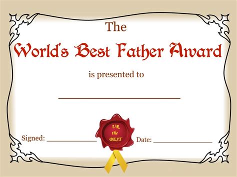 Free Download Worlds Best Father Award Certificate To Print 1096x822