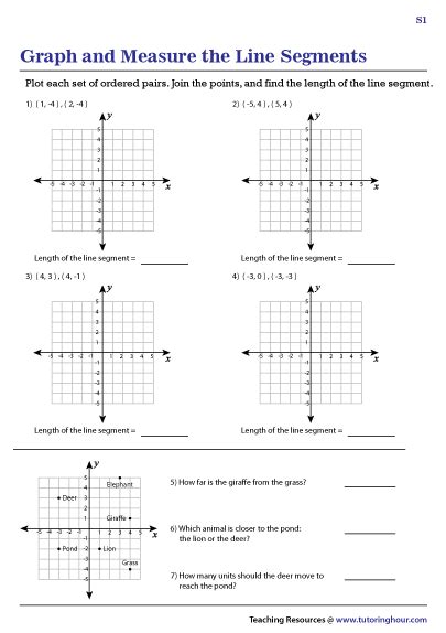 Vertical And Horizontal Line Segments On The Grid Worksheets