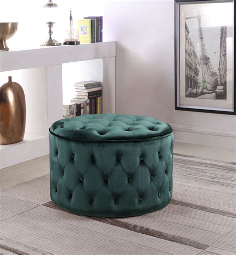 Chic Home Adna Ottoman Button Tufted Velvet Upholstered Round Pouf