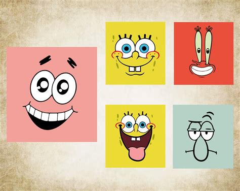 Spongebob Faces Svg Spongebob Faces Cricut Squarepants Svg Etsy Uk