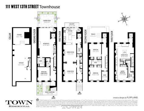 Plan of ye second floor. 111 West 13th St. #TH in Greenwich Village, Manhattan | StreetEasy | Floor plans, Street ...