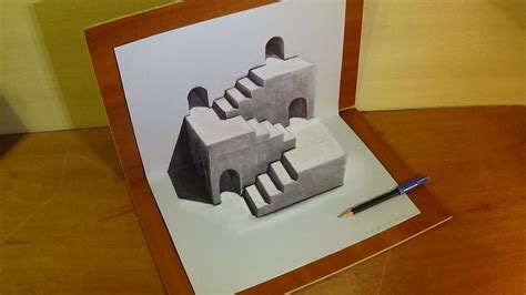 Drawing Three Dimensional Space Stairs Illusion And Trick Art