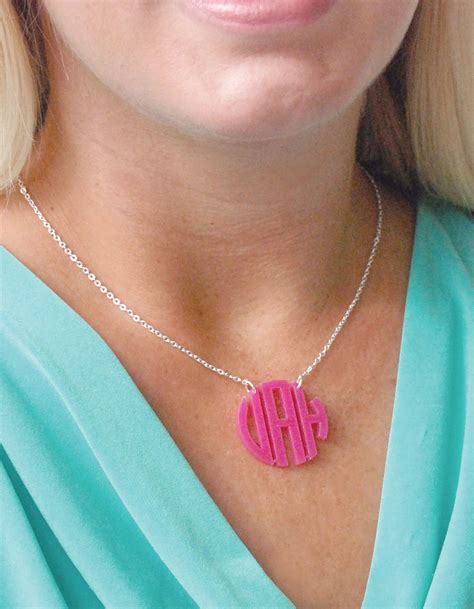 Monogrammed Block Necklace Available In A Bunch Of Colors Acrylic