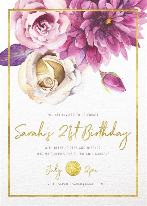 Is it good to send 21st birthday images? Flower Girls - Floral Birthday Invitation (With images ...