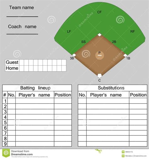 Free Baseball Lineup Card Template Professional Sample