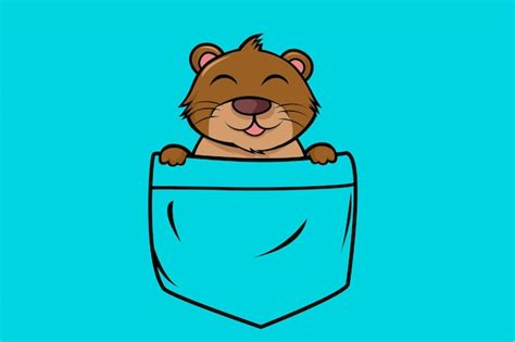 Premium Vector Cute Otter In Pocket Animal Cartoon Concept Isolated