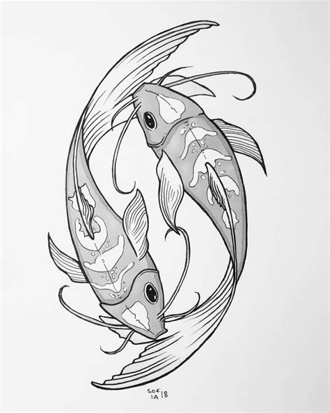 Black And White Ink Animal Drawings Koi Fish Drawing Koi Art Fish