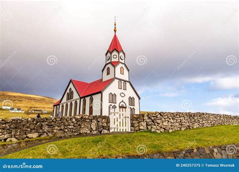 Vista Do Sandavagur Na Ilha Vagar Ilha Faroe Imagem De Stock Imagem