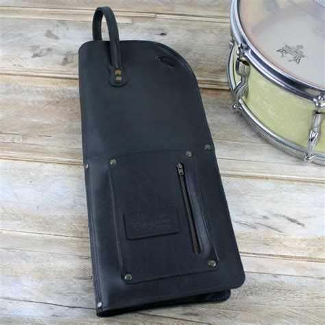 Vintage Style Black Leather Drumstick Bag By Pinegrove Leather