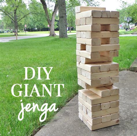 Then, take turns moving pieces until the tower falls over. How to Make a Giant Jenga Game - Creative Green Living