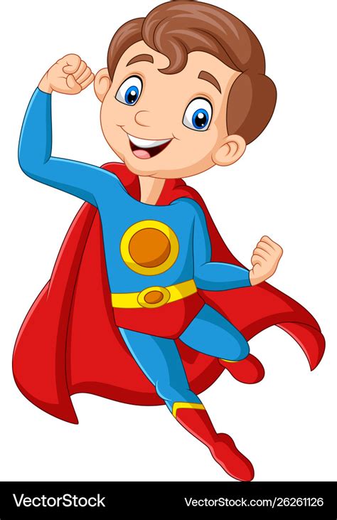 Cartoon Happy Superhero Boy Posing Royalty Free Vector Image