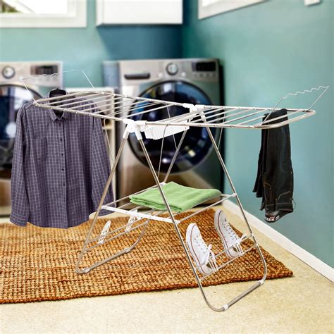 Everyday Home Steel And Plastic Clothes Drying Rack Chrome