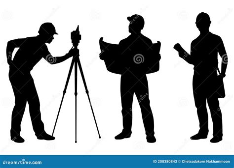 Set Of Engineer Silhouette Vector Stock Vector Illustration Of