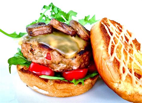 Amazing Healthy Turkey Burgers With Smoked Gouda And Spicy Mayo