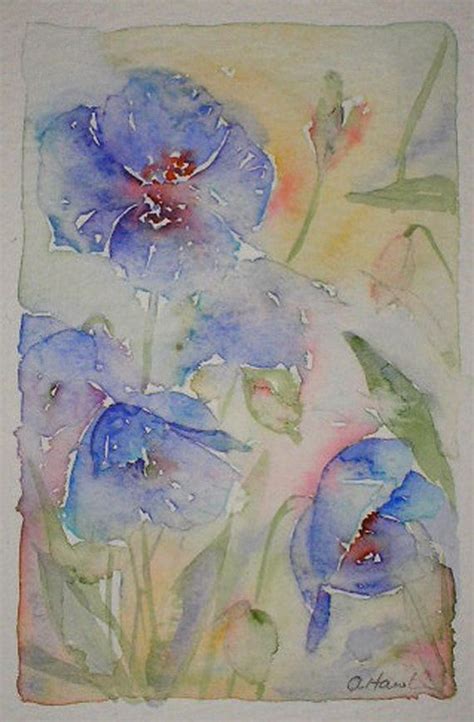 Blue Poppies 2 Original Watercolour Painting By Artist Amanda Hawkins 9