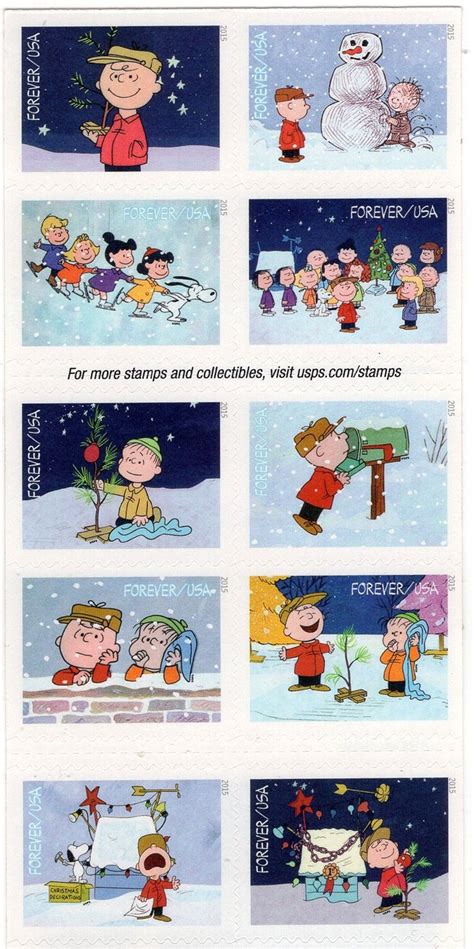 Sheet Of 20 Charlie Brown Christmas Forever Stamps Vintage Etsy