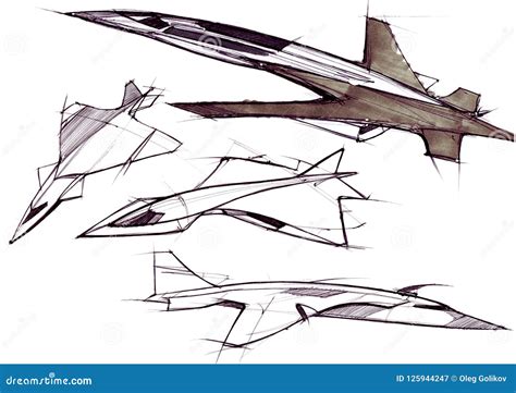 Sketch Concept Supersonic Aircraft Business Class Intercontinental