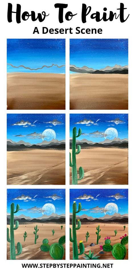 Desert Landscape Painting Tutorial Night Desert Scene In 2023
