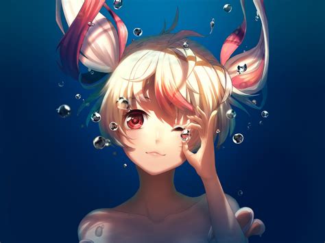 Desktop Wallpaper Bubble Underwater Cute Anime Girl