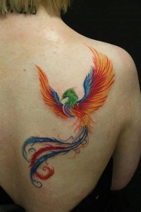 Watercolor Tattoo Splendid Shoulder Blade Fire Phoenix