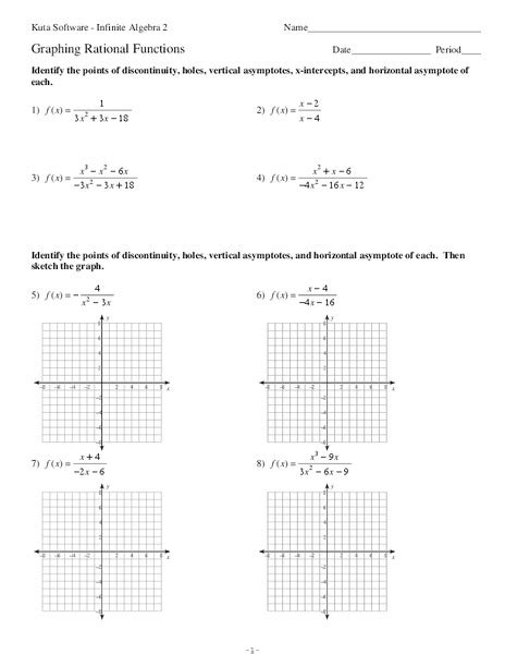 Graphing Rational Functions Worksheet