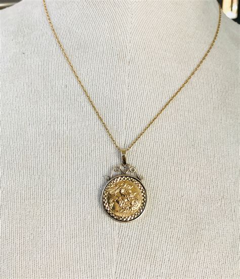 Vintage Ct Gold Half Sovereign In A Ct Gold Pendant Mount