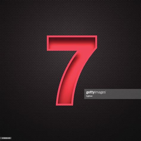 Number 7 Design Red Number On Carbon Fiber Background Stock