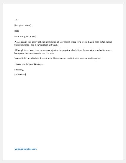 Long Term Absence Excuse Letters SAMPLES Word Excel Templates