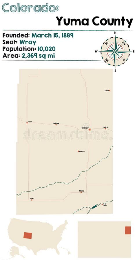 Yuma County Arizona Outline Map Set Stock Vector Illustration Of