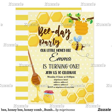 Bee Honey Bee Honey Comb Bumble Bee Invitation Zazzle Bumble