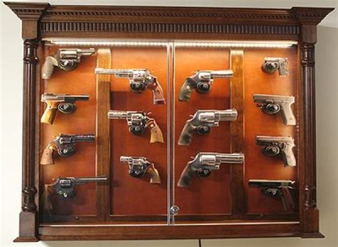 Custom Gun Cabinets And Gunsafes Wall Hanging Pistol Dispaly