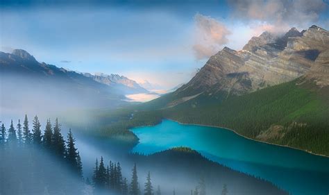 4716x3144 Blue Water Scenic Lake Louise Forest Dense Forest Green
