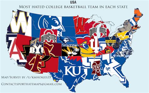 Map Of The Most Hated Out Of State Sports Teams In Maps On The Web