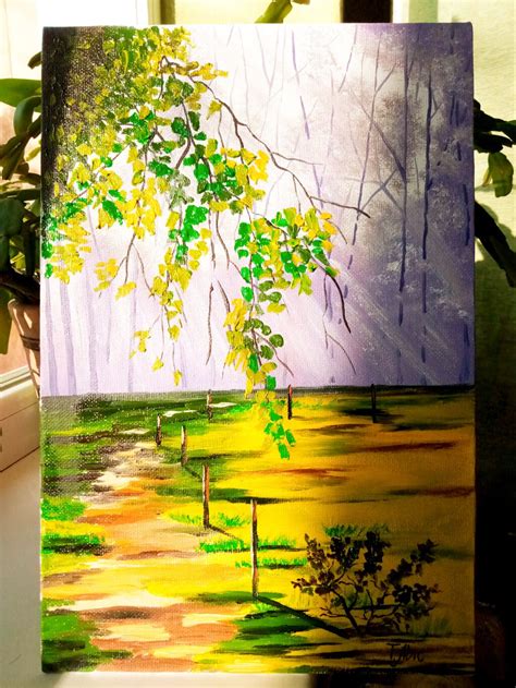 Spring Greenery Art Landscape Oil Painting Original Art A Walk Etsy Uk