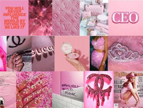 Boujee Pink Aesthetic Wall Collage Kit Digital Download Etsy Cute
