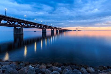 Sunset At ØresundsÖresunds Bridge Malmö Sweden Bridge Wallpaper