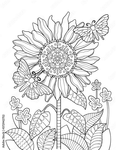 Sunflower Mandala Coloring Page For Adults Flower Coloring Book With