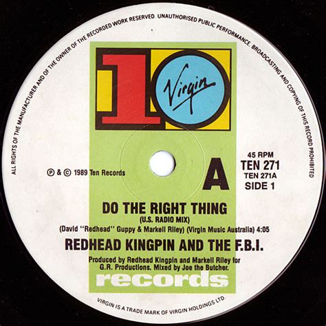 Redhead Kingpin And The Fbi Do The Right Thing 1989 Vinyl Discogs